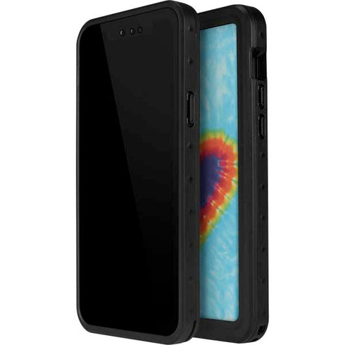 Liquid Blue Tie Dye Heart iPhone 15 Pro Waterproof Case