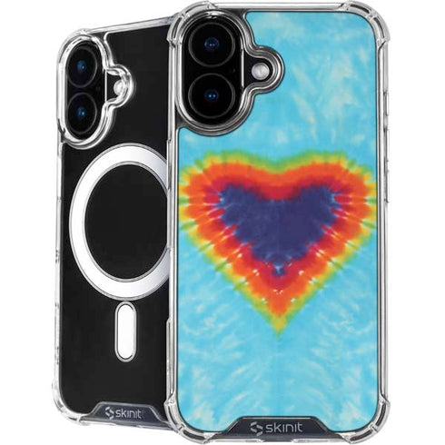 Liquid Blue Tie Dye Heart iPhone 16 MagSafe Case