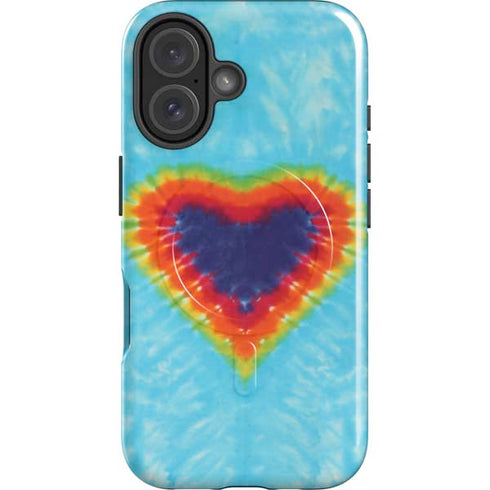 Liquid Blue Tie Dye Heart iPhone 16 Magsafe Impact Case