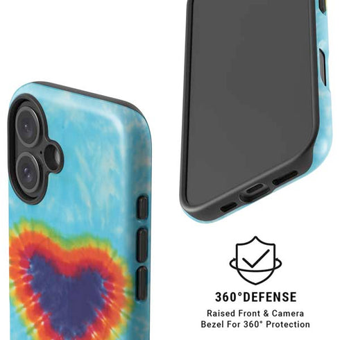 Liquid Blue Tie Dye Heart iPhone 16 Magsafe Impact Case