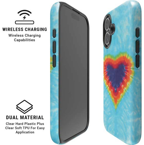 Liquid Blue Tie Dye Heart iPhone 16 Magsafe Impact Case