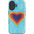 Liquid Blue Tie Dye Heart iPhone 16 Plus Impact Case