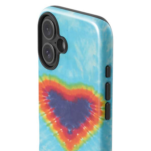 Liquid Blue Tie Dye Heart iPhone 16 Plus Impact Case
