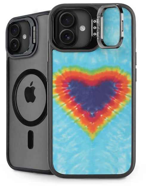 Liquid Blue Tie Dye Heart iPhone 16 Plus Kickstand Case