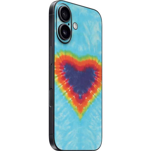 Liquid Blue Tie Dye Heart iPhone 16 Plus Skin