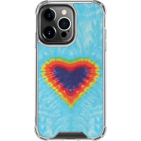 Liquid Blue Tie Dye Heart iPhone 16 Pro Clear Case