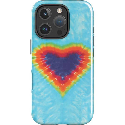 Liquid Blue Tie Dye Heart iPhone 16 Pro Impact Case
