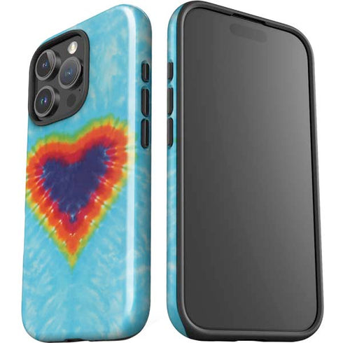 Liquid Blue Tie Dye Heart iPhone 16 Pro Impact Case