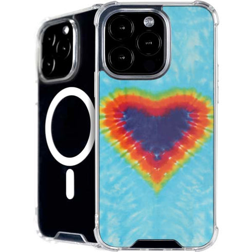 Liquid Blue Tie Dye Heart iPhone 16 Pro MagSafe Case