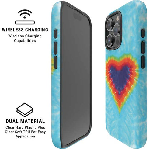 Liquid Blue Tie Dye Heart iPhone 16 Pro Magsafe Impact Case