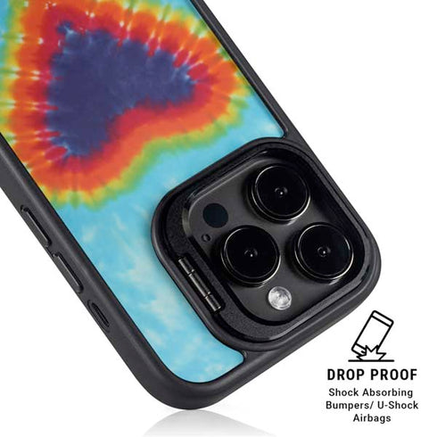 Liquid Blue Tie Dye Heart iPhone 16 Pro Max Kickstand Case