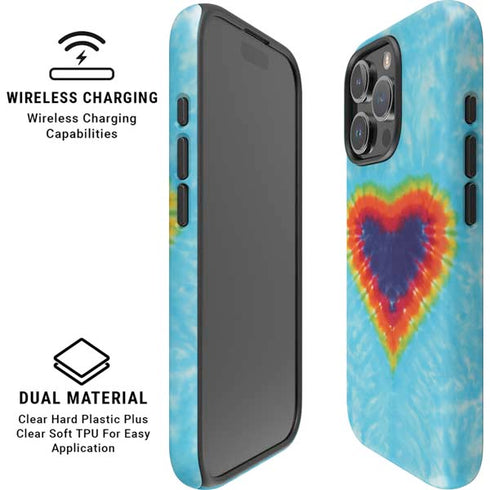 Liquid Blue Tie Dye Heart iPhone 16 Pro Max Magsafe Impact Case