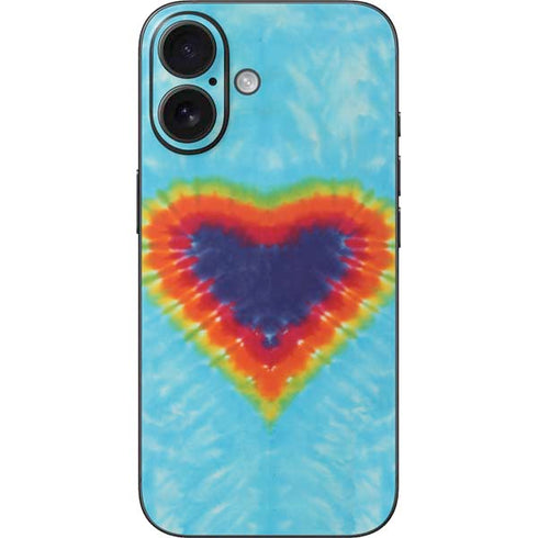 Liquid Blue Tie Dye Heart iPhone 16 Skin