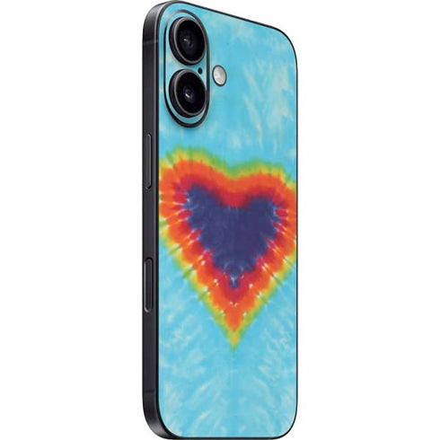 Liquid Blue Tie Dye Heart iPhone 16 Skin