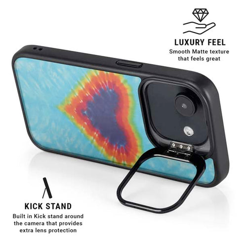 Liquid Blue Tie Dye Heart iPhone 16e Kickstand Case