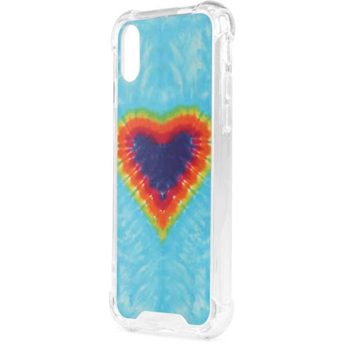 Liquid Blue Tie Dye Heart iPhone XS Clear Case