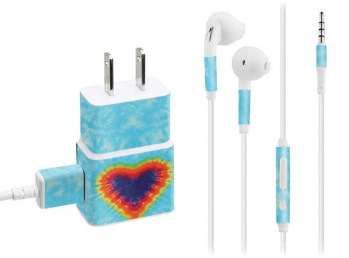 Liquid Blue Tie Dye Heart Phone Charger Skin