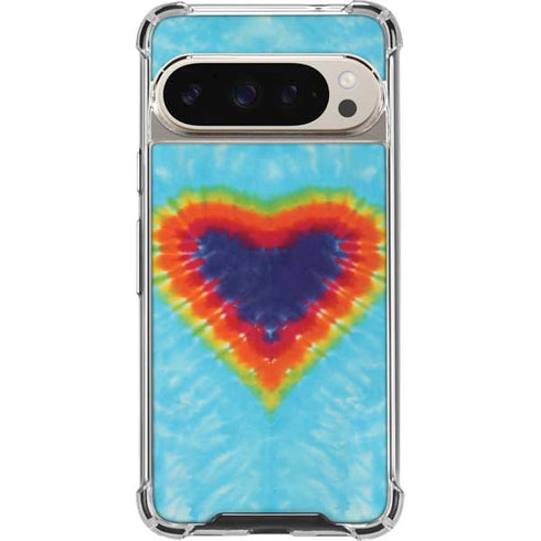Liquid Blue Tie Dye Heart Pixel 9/9 Pro Clear Case