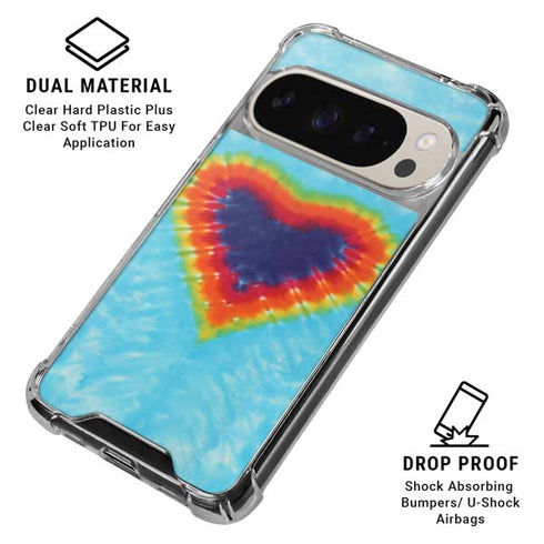Liquid Blue Tie Dye Heart Pixel 9/9 Pro Clear Case