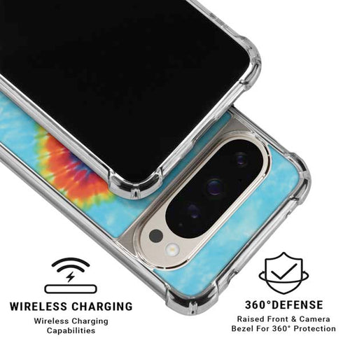 Liquid Blue Tie Dye Heart Pixel 9/9 Pro Clear Case