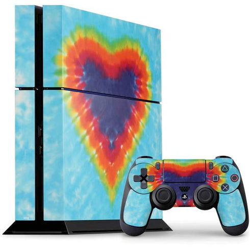 Liquid Blue Tie Dye Heart PlayStation PS4 Skins