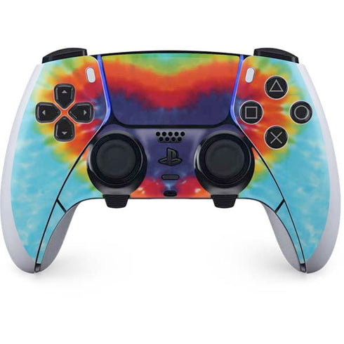Liquid Blue Tie Dye Heart PS5 DualSense Edge Pro Controller Skin