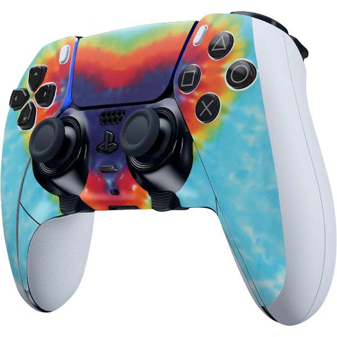 Liquid Blue Tie Dye Heart PS5 DualSense Edge Pro Controller Skin