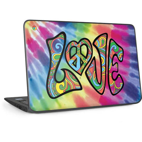 Liquid Blue Tie Dye Peace & Love HP Chromebook Skin