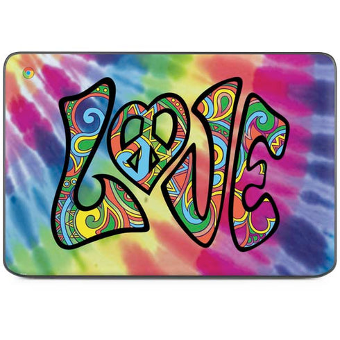Liquid Blue Tie Dye Peace & Love HP Chromebook Skin