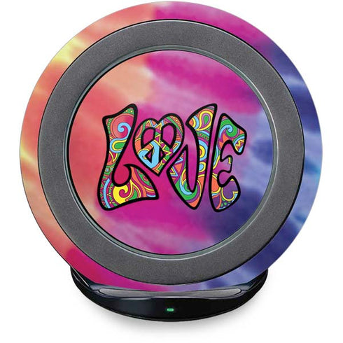Liquid Blue Tie Dye Peace & Love Fast Charge Wireless Charging Stand Skin