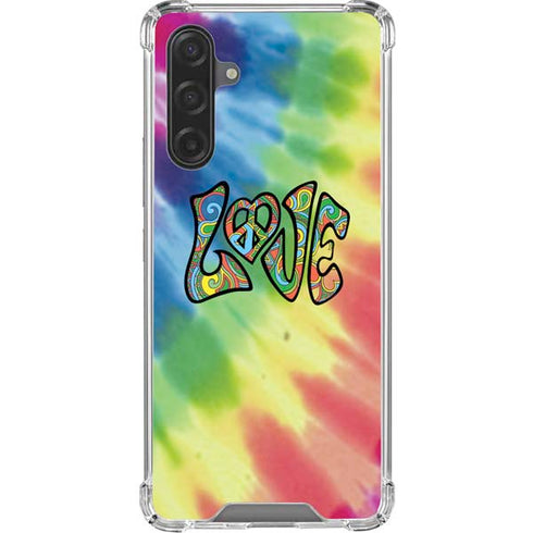 Liquid Blue Tie Dye Peace & Love Galaxy A17 Clear Case