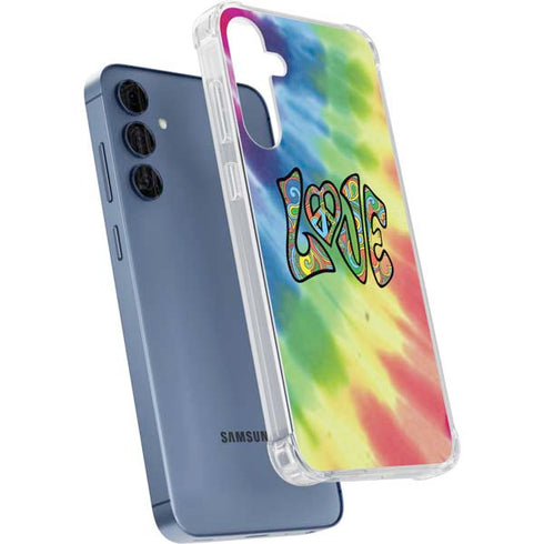 Liquid Blue Tie Dye Peace & Love Galaxy A55 5G Clear Case