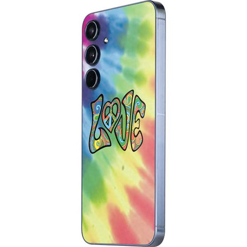 Liquid Blue Tie Dye Peace & Love Galaxy A55 5G Skin