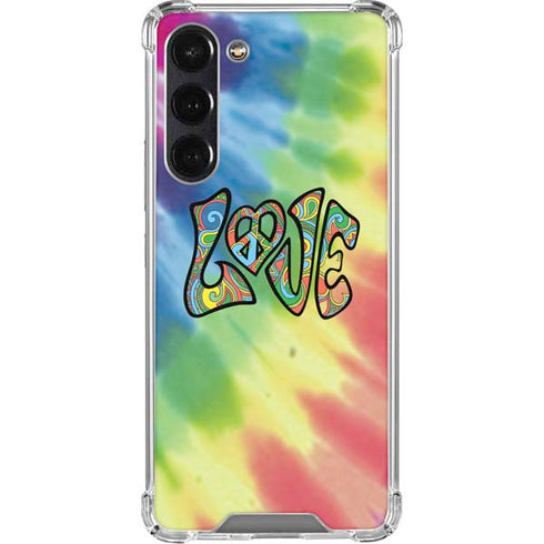 Liquid Blue Tie Dye Peace & Love Galaxy S24 FE Clear Case