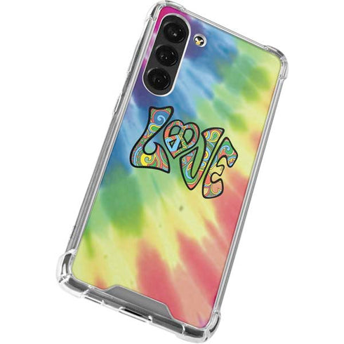 Liquid Blue Tie Dye Peace & Love Galaxy S24 FE Clear Case