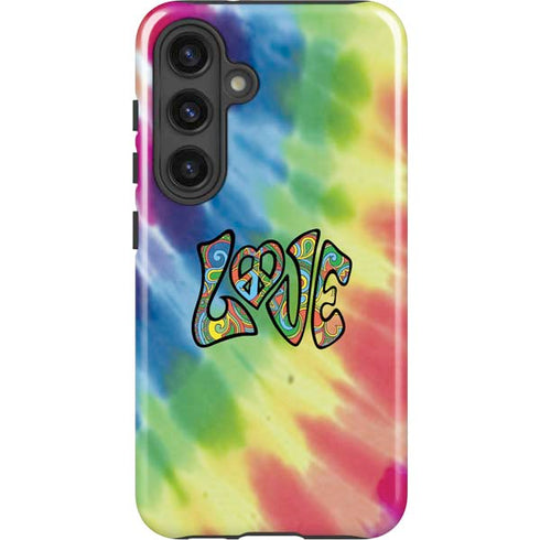Liquid Blue Tie Dye Peace & Love Galaxy S25 Impact Case