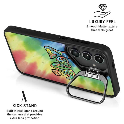 Liquid Blue Tie Dye Peace & Love Galaxy S25 Kickstand Case