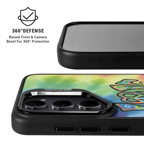 Liquid Blue Tie Dye Peace & Love Galaxy S25 Kickstand Case