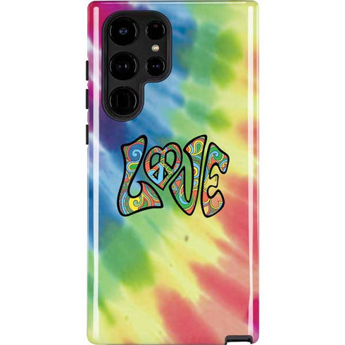 Liquid Blue Tie Dye Peace & Love Galaxy S25 Ultra Impact Case