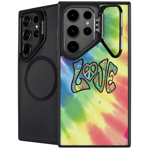 Liquid Blue Tie Dye Peace & Love Galaxy S24 Ultra Kickstand Case