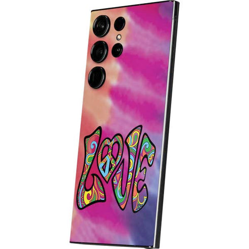 Liquid Blue Tie Dye Peace & Love Galaxy S24 Ultra Skin