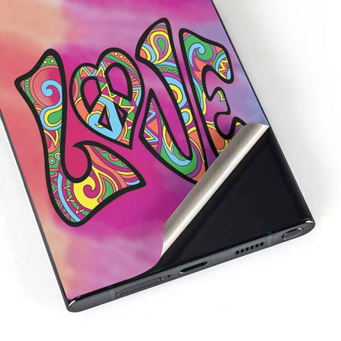 Liquid Blue Tie Dye Peace & Love Galaxy S24 Ultra Skin