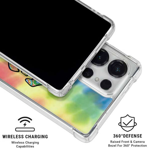 Liquid Blue Tie Dye Peace & Love Galaxy S25 Ultra Clear Case