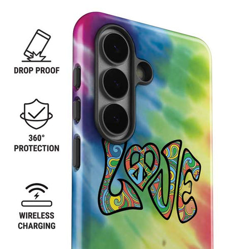 Liquid Blue Tie Dye Peace & Love Galaxy S26 Impact Case