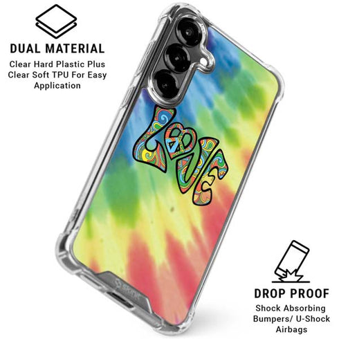Liquid Blue Tie Dye Peace & Love Galaxy S26 Plus Clear Case