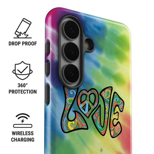 Liquid Blue Tie Dye Peace & Love Galaxy S26 Plus Impact Case