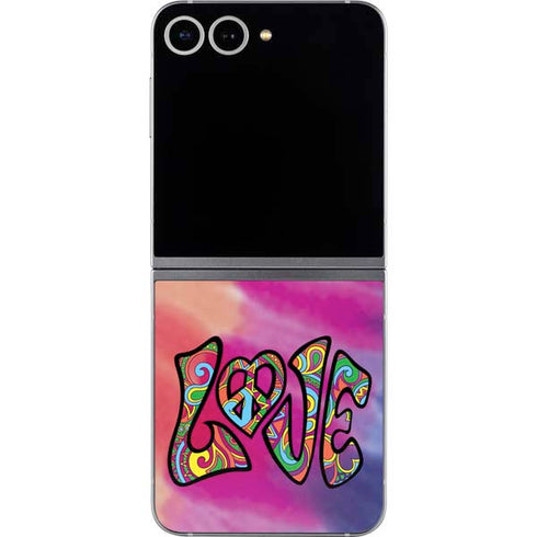 Liquid Blue Tie Dye Peace & Love Galaxy Z Flip6 Skin
