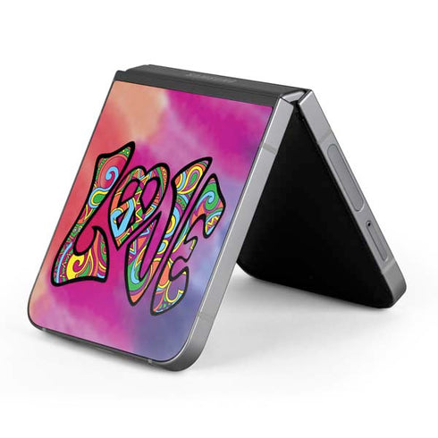 Liquid Blue Tie Dye Peace & Love Galaxy Z Flip6 Skin