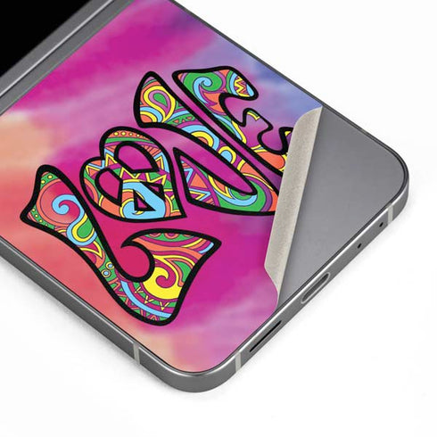 Liquid Blue Tie Dye Peace & Love Galaxy Z Flip6 Skin