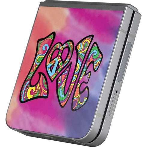 Liquid Blue Tie Dye Peace & Love Galaxy Z Flip6 Skin